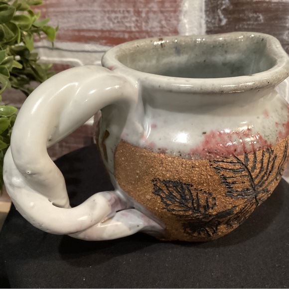 Vintage Stunning Hand Crafted High End Ceramic Pitcher - Fossil Leaf Designed - Picture 6 of 11